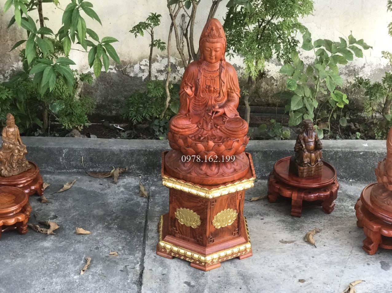 Đôn gỗ lục giác gỗ hương dát vàng MS30 - Ảnh 3