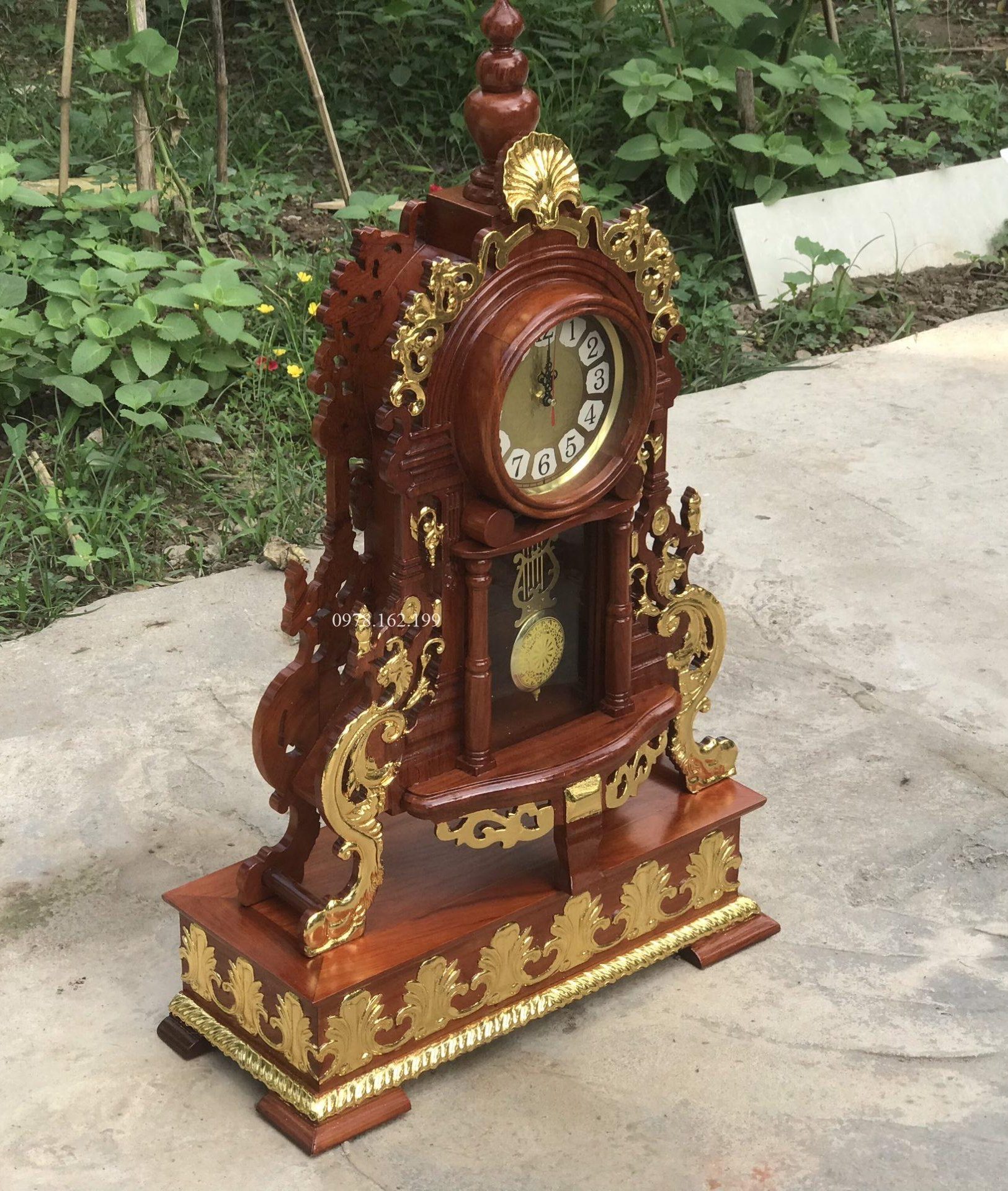 Bộ Đồng hồ để bàn và đế dát vàng - Ảnh 2