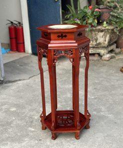 Đôn lục giác mặt đá gỗ hương