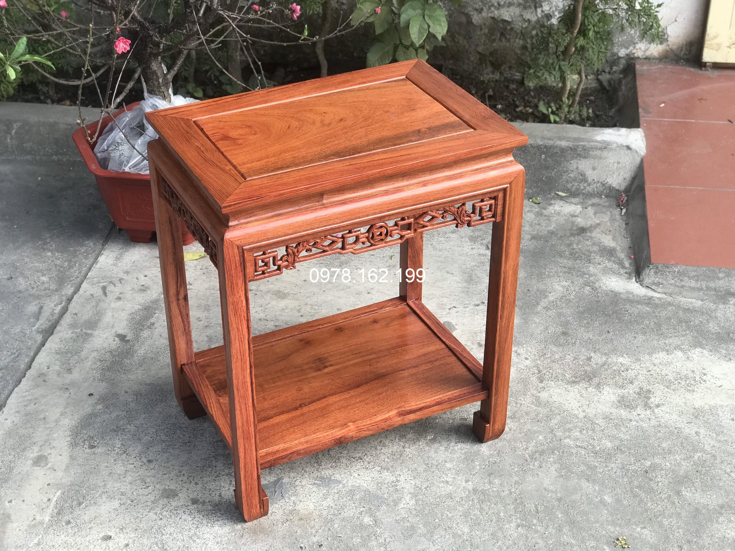Đôn gỗ chữ nhật gỗ hương cao cấp