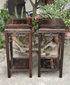 Đôn vuông gỗ mun MS70