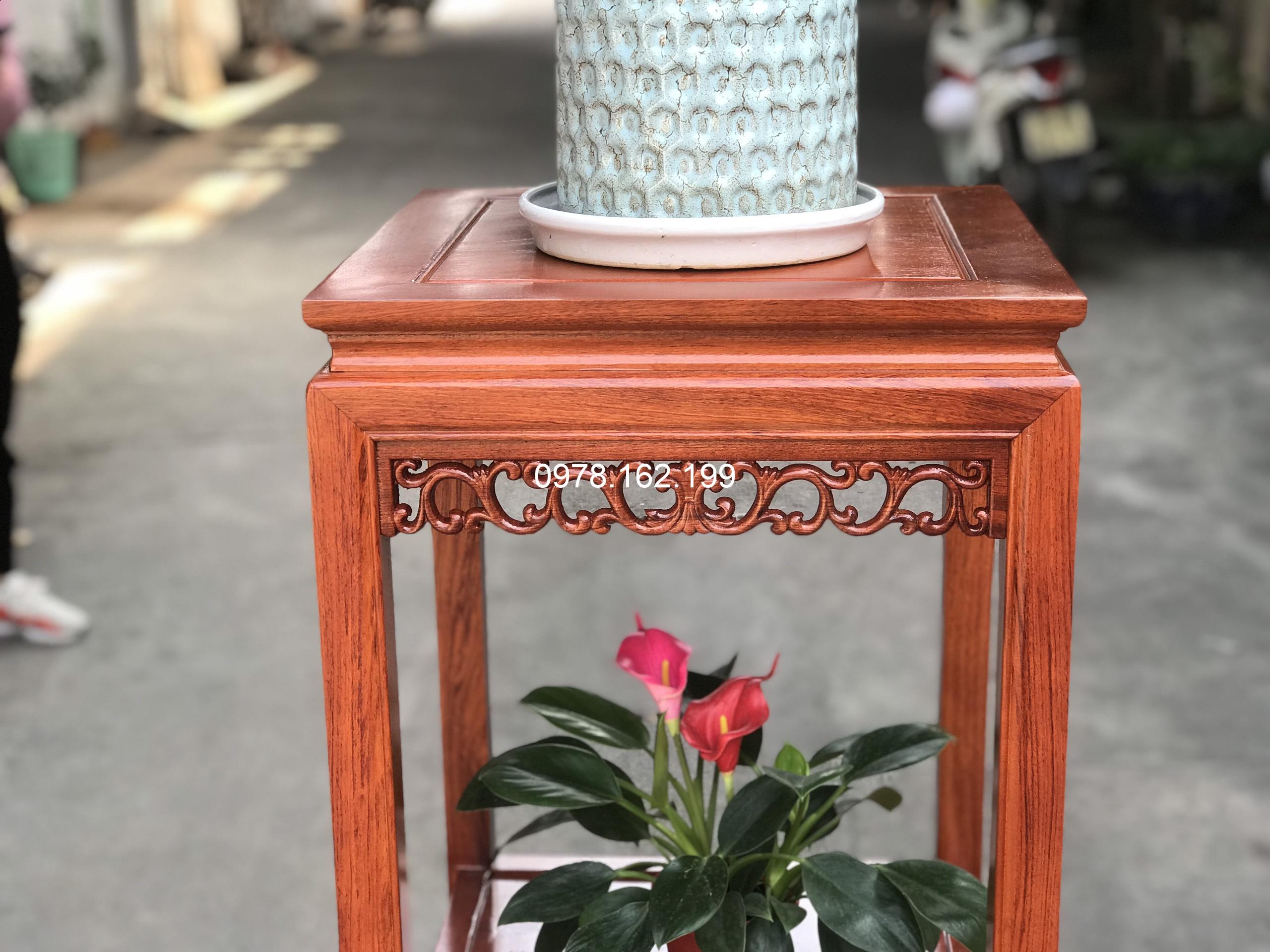 Đôn vuông 3 tầng gỗ hương MS120