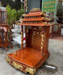 Ban thờ ba mái đục chữ dát vàng MS127