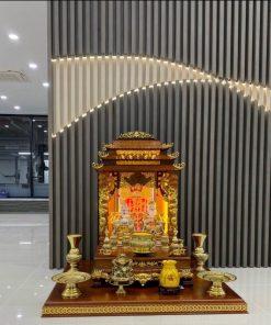 Ban thờ ba mái đục chữ dát vàng MS137