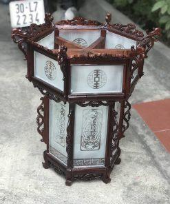 Đèn lồng gỗ hương giả cổ mặt kính MS45