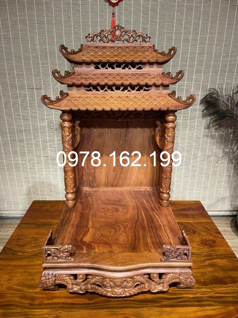 Ban thờ ba mái gỗ hương cột nhỏ MS97