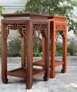 Đôn vuông gỗ hương màu óc chó MS60v