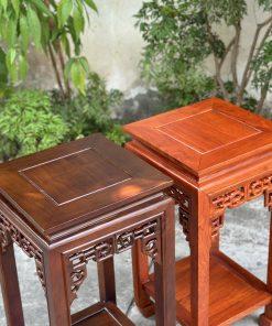 Đôn vuông gỗ hương màu óc chó MS60