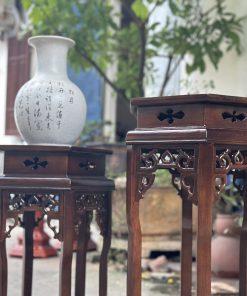 Đôn lục giác màu gỗ óc chó MS60