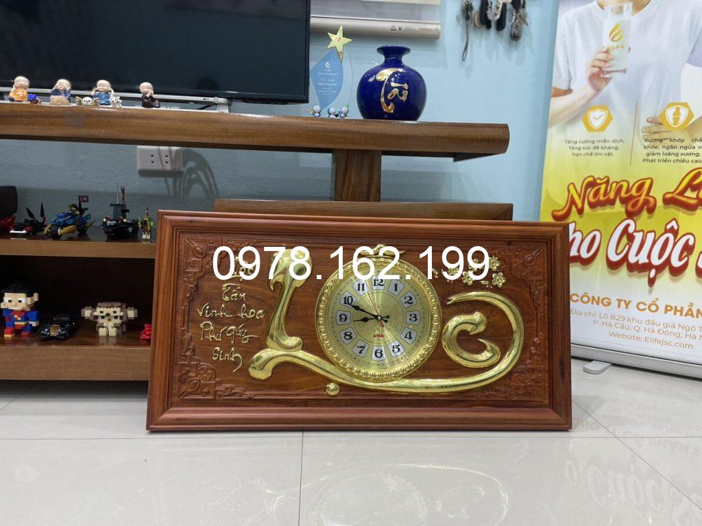 Tranh đồng hồ gỗ hương chữ Lộc