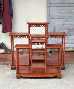 Kệ bày đồ tam thùng gỗ hương MS100
