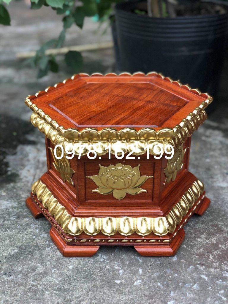 Đôn gỗ lục giác dát vàng MS25