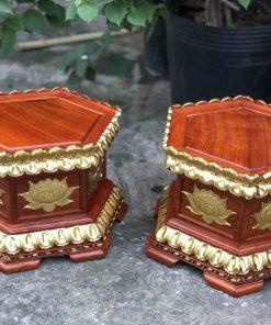 Đôn gỗ lục giác dát vàng MS25