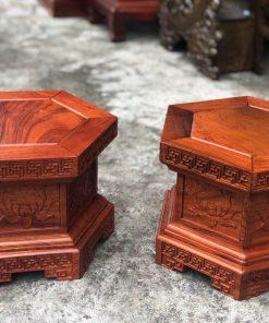 Đôn sen lục giác gỗ hương MS25