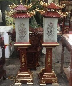 Cặp đèn thờ gỗ mặt kính cao cấp MS120