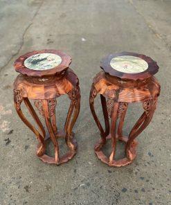 Đôn sen mặt đá gỗ cẩm MS70