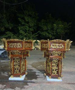 Đèn lồng cao cấp gỗ hương dát vàng MS80