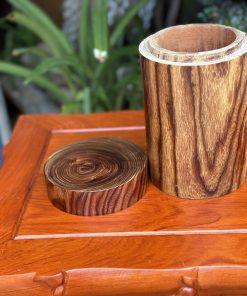 Hộp đựng trà gỗ trắc dây nguyên khối