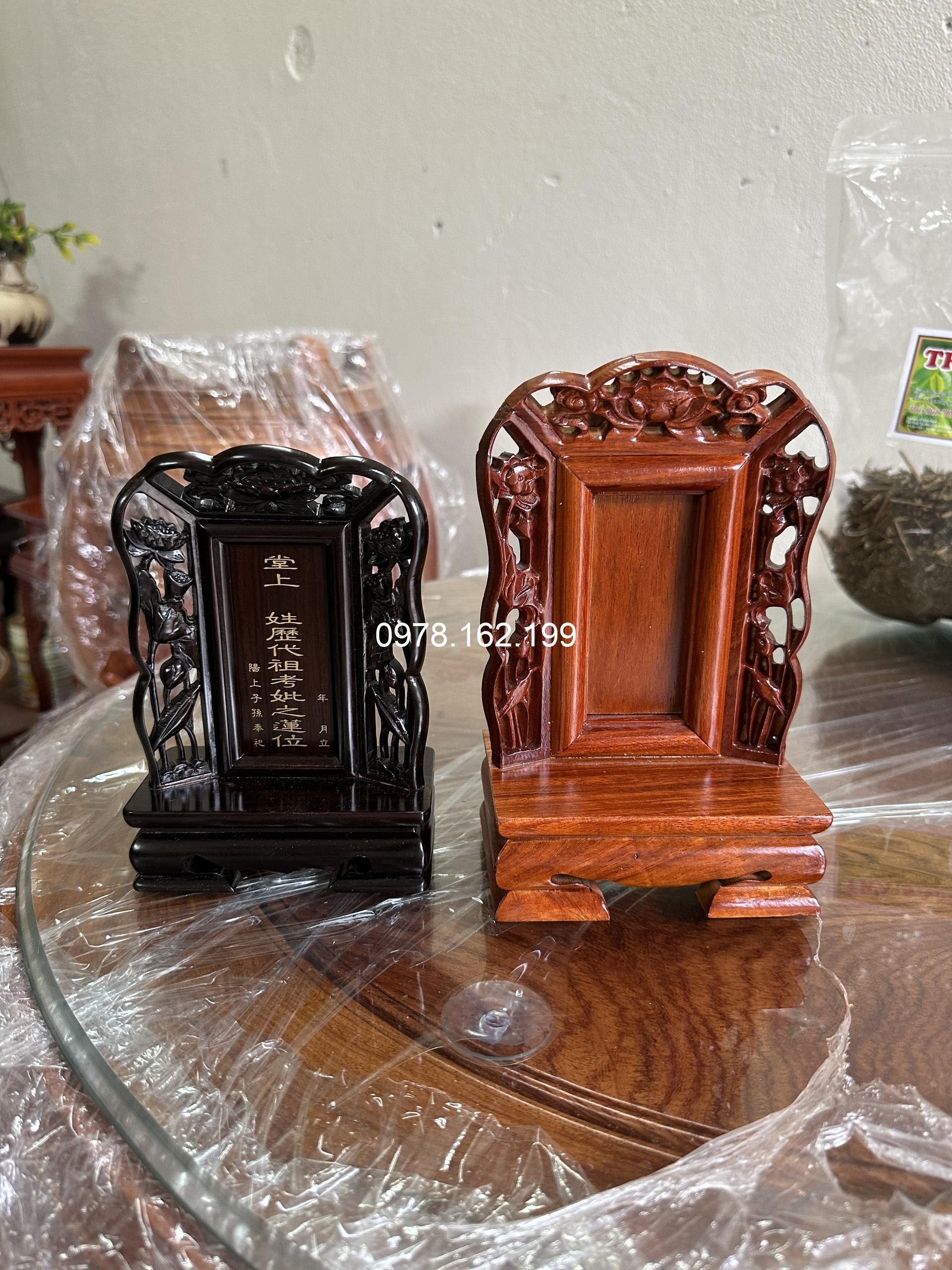 Bài vị thờ gia tiên chạm sen MS17 (hàng đặt)