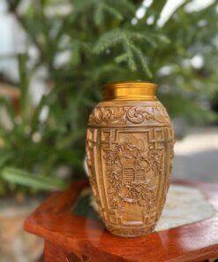 Hộp đựng trà tứ quý gỗ bách xanh