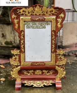 Khung ảnh thờ hoa mai gỗ hương