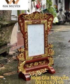 Khung ảnh thờ hoa mai gỗ hương