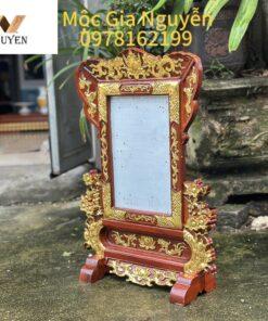 Khung ảnh thờ hoa mai gỗ hương