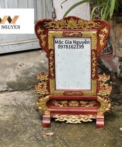 Khung ảnh thờ hoa mai gỗ hương