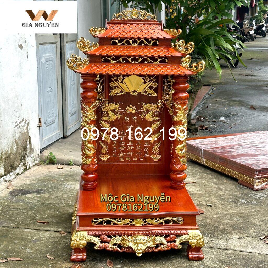 Bàn thờ 3 mái đục bài vị dát vàng CT61X69