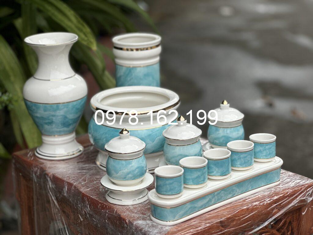 Bộ đồ thờ sứ xanh MX01