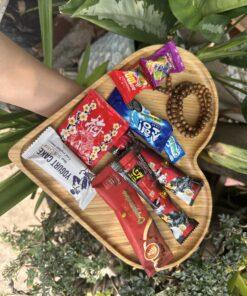 Khay tre trang trí hình trái tim