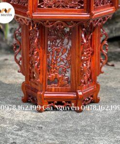 Đèn lồng tứ quý chạm rồng gỗ hương