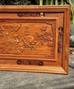 Tranh mừng thọ gỗ hương 67x127cm