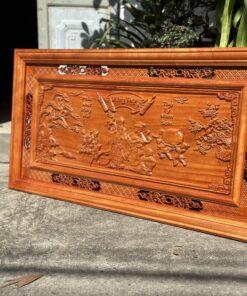 Tranh mừng thọ gỗ hương 67x127cm