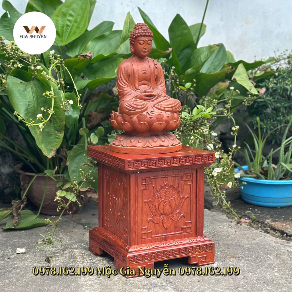 Đôn vuông kê tượng gỗ hương 30x35cm