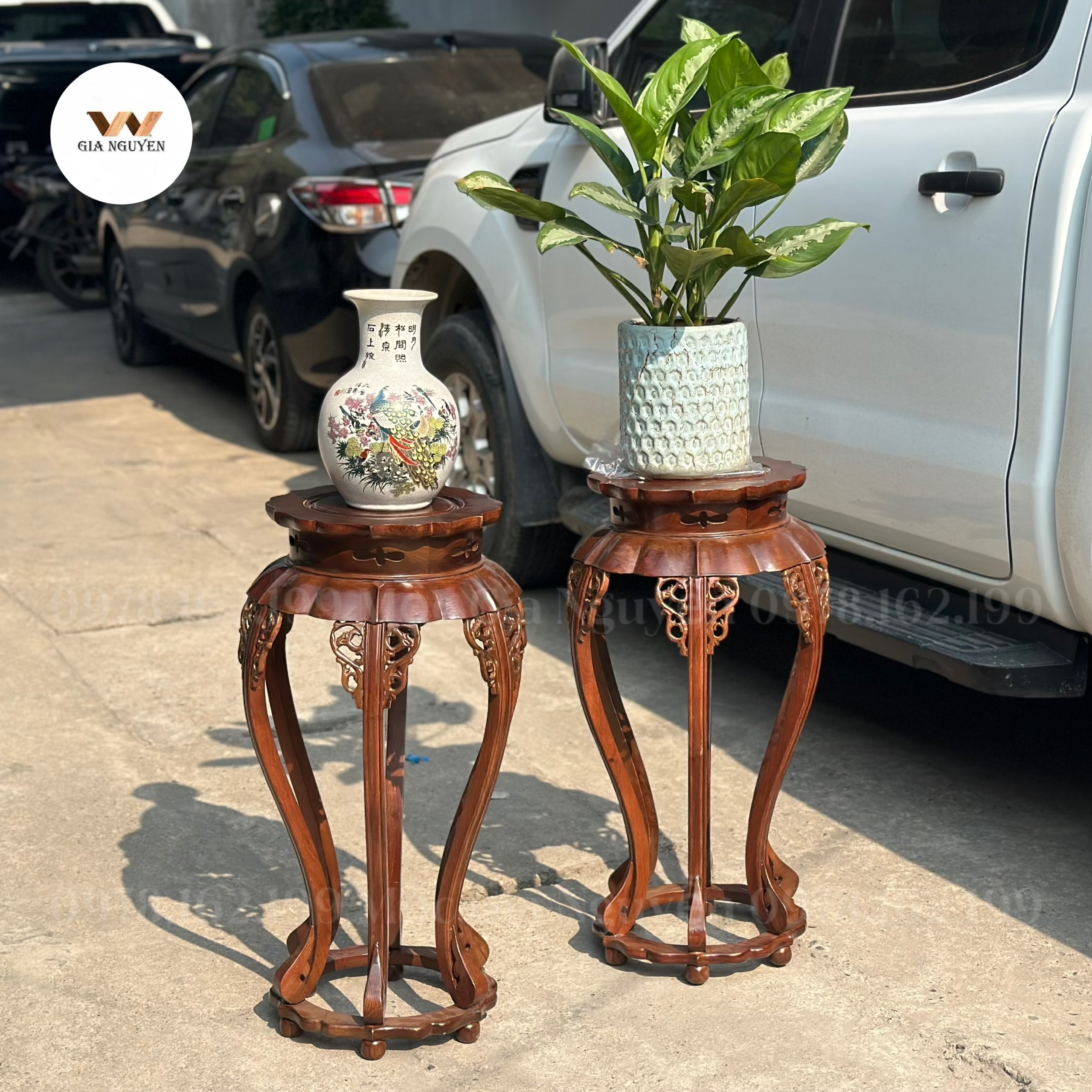 Đôn sen gỗ hương cao 80cm