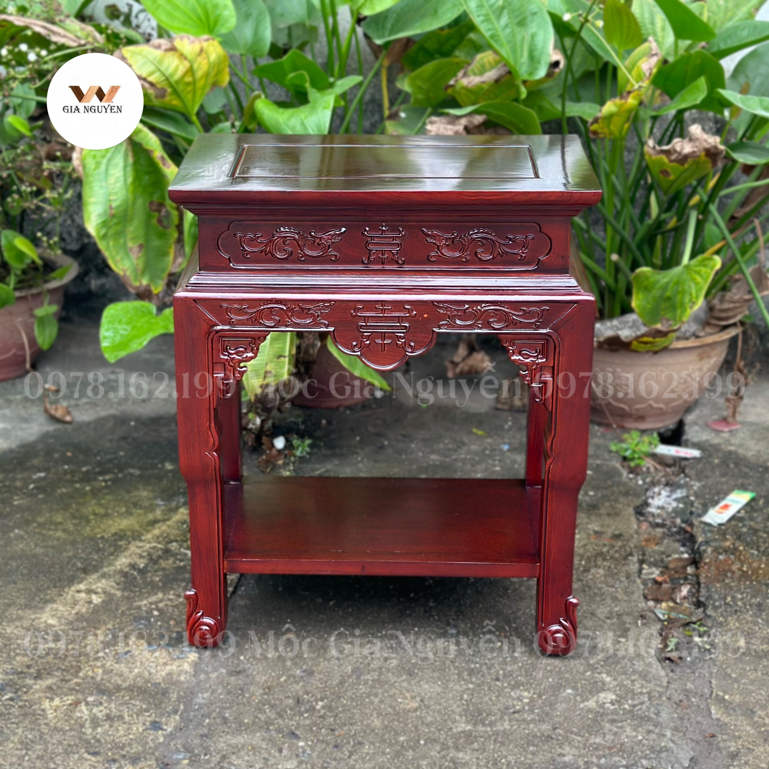 Đôn chữ nhật màu giả cổ gỗ hương 60cm