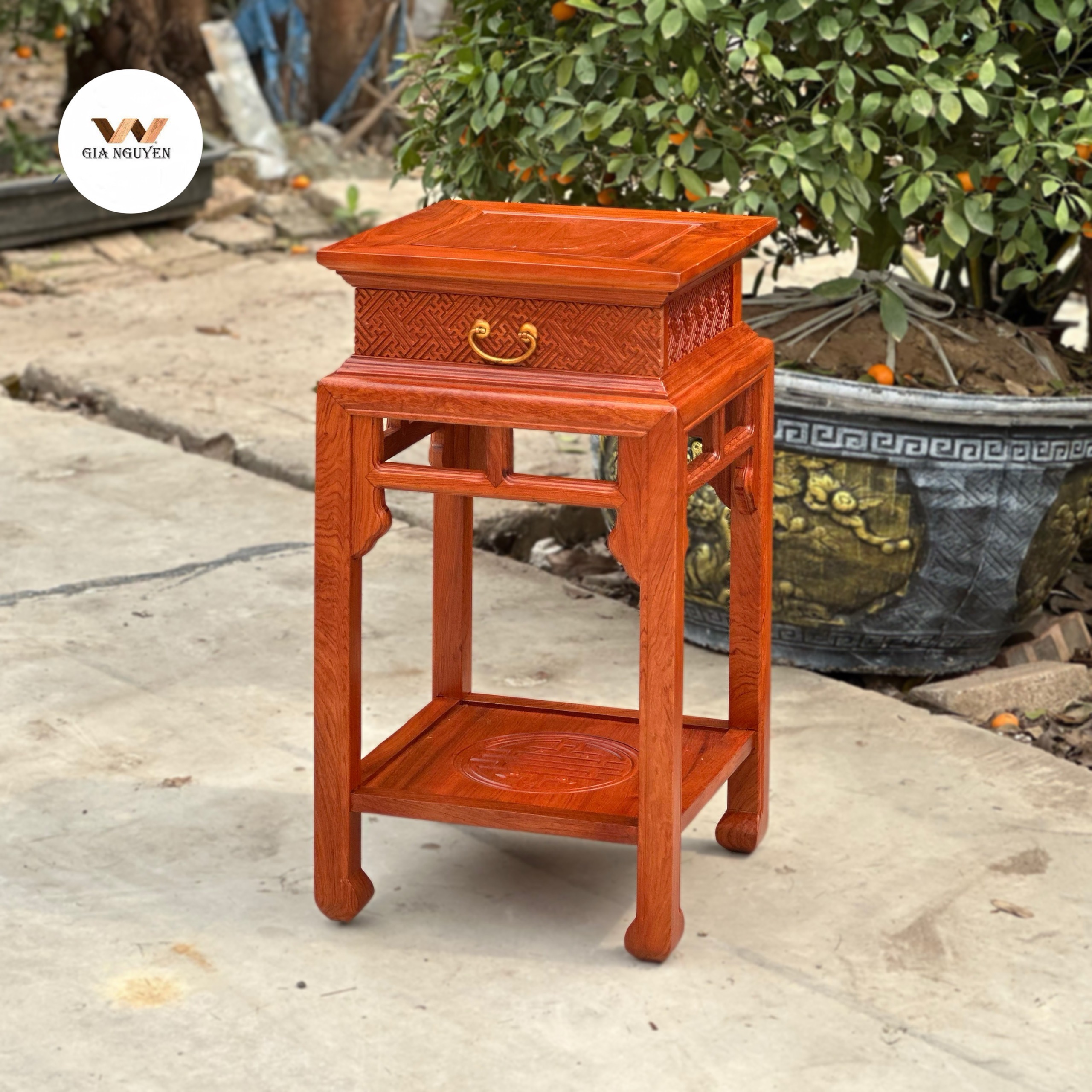 Đôn vuông ngăn kéo gỗ hương 60cm