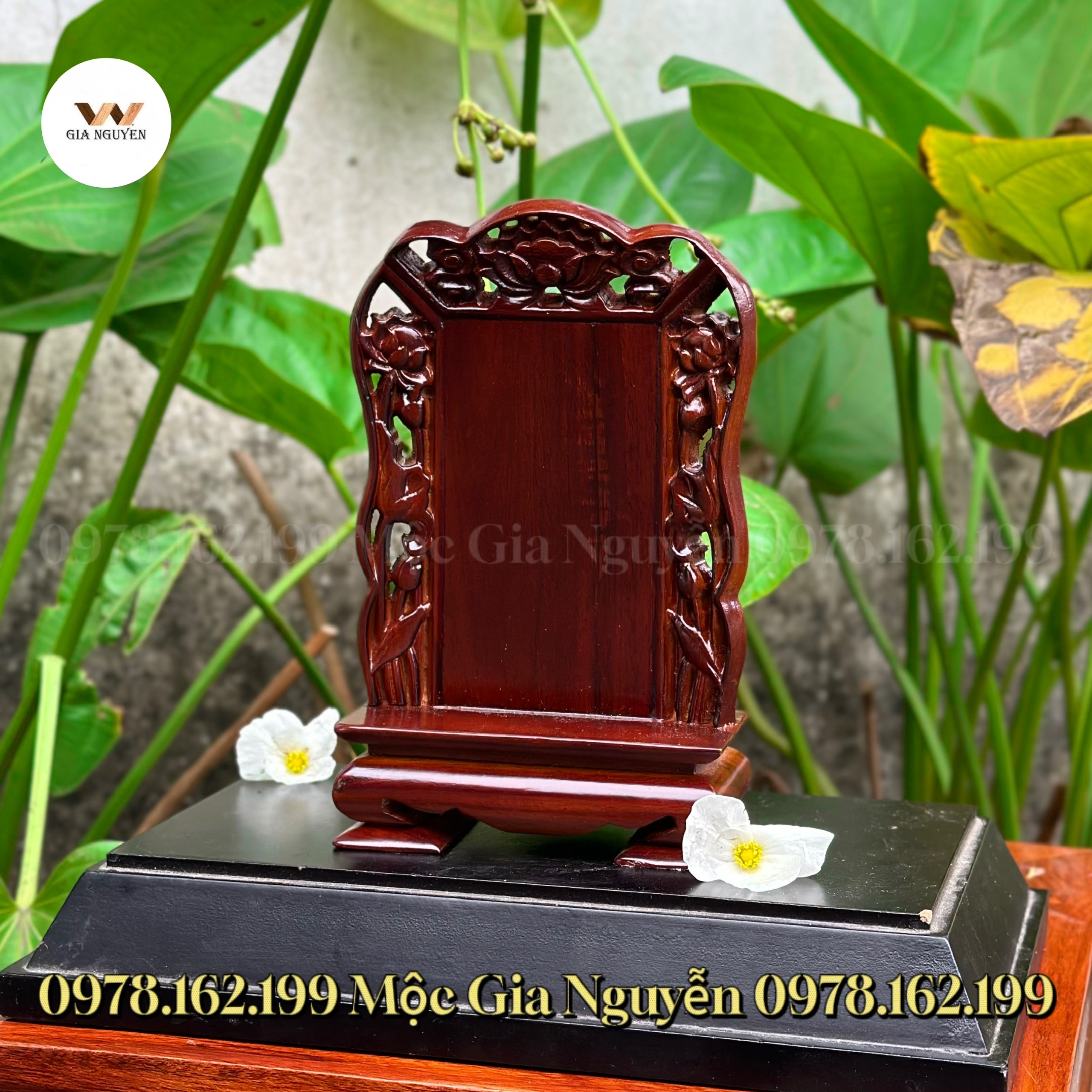 Bài vị thờ hoa sen gỗ hương MS18