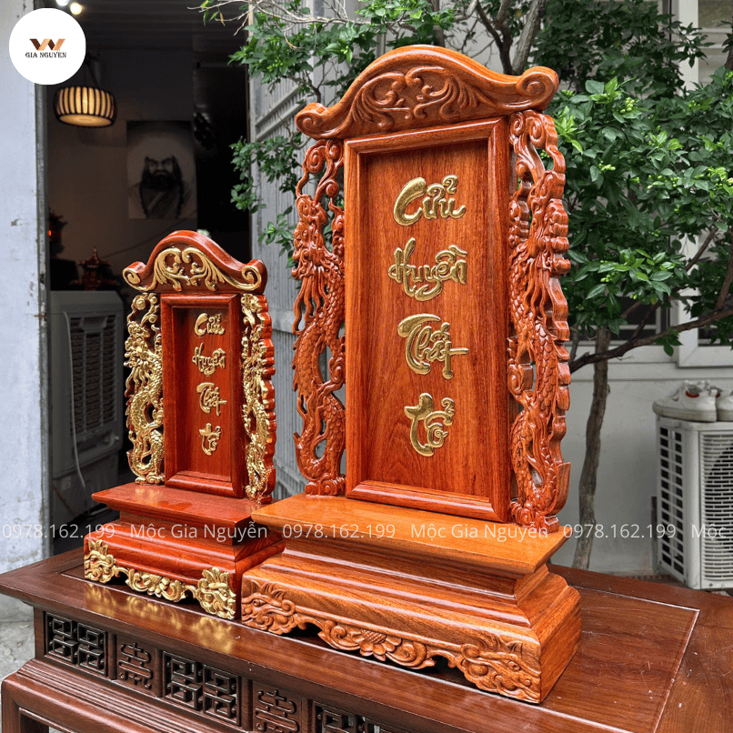 Bài Vị Cửu Huyền Thất Tổ Song Long Gỗ Hương 58 Cm BV92