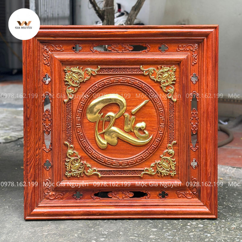 Tranh Chữ Phúc Gỗ Hương Dát Vàng 60 cm TC06