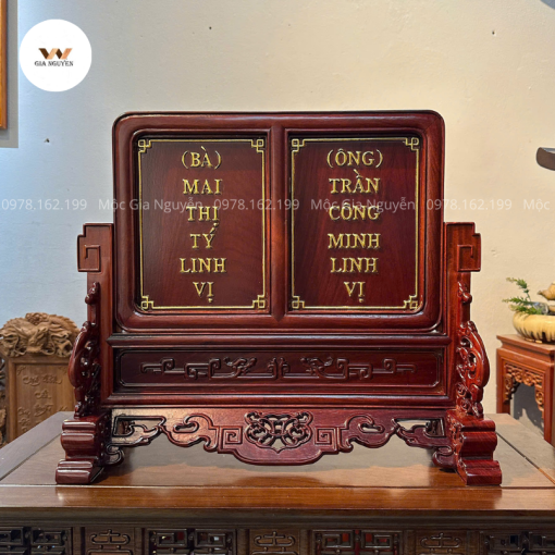 Bài Vị Đôi Dát Vàng Gỗ Hương BV95