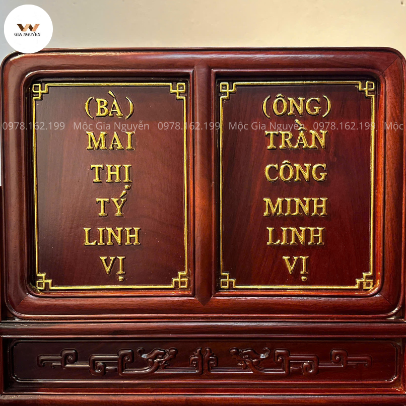 Bài Vị Đôi Dát Vàng Gỗ Hương BV95
