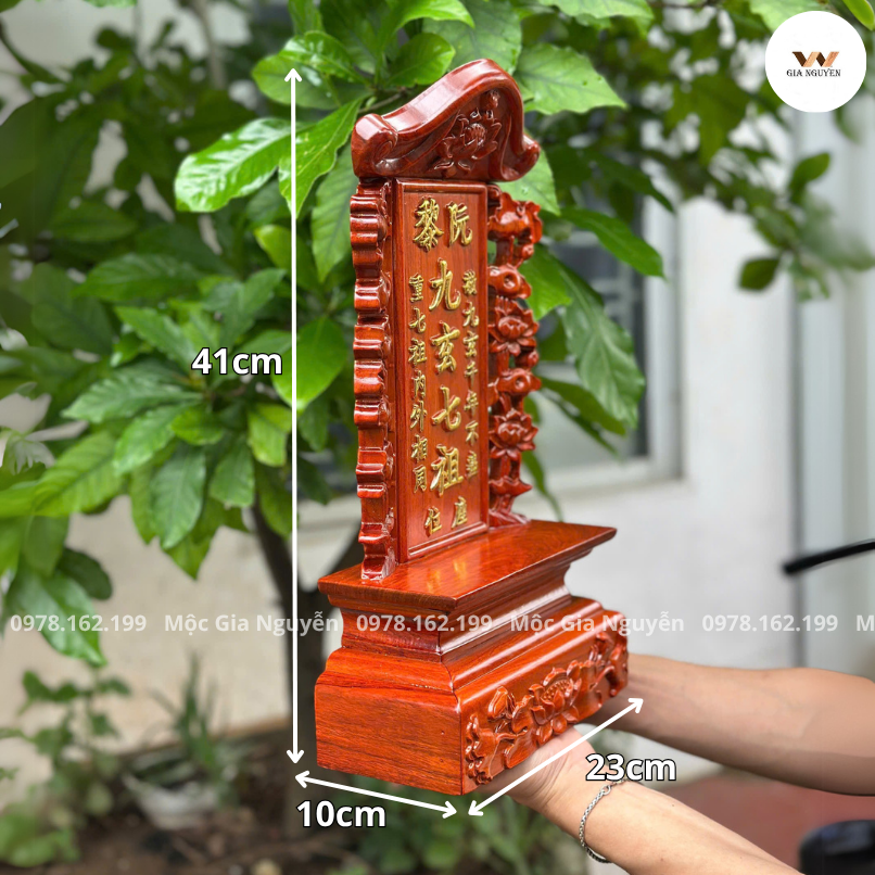Bài Vị Cửu Huyền Thất Tổ Hoa Sen Gỗ Hương BA01
