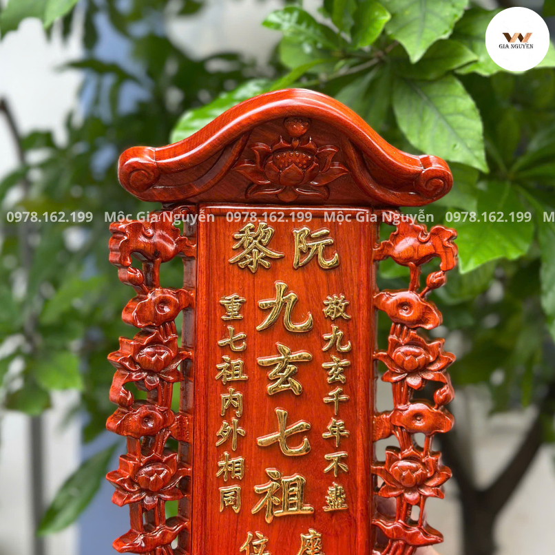 Bài Vị Cửu Huyền Thất Tổ Hoa Sen Gỗ Hương BA01