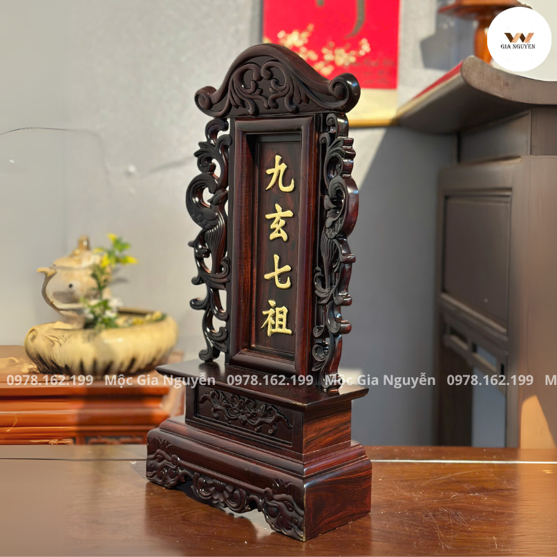 Bài Vị Cửu Huyền Thất Tổ Gỗ Trắc 48cm BV99