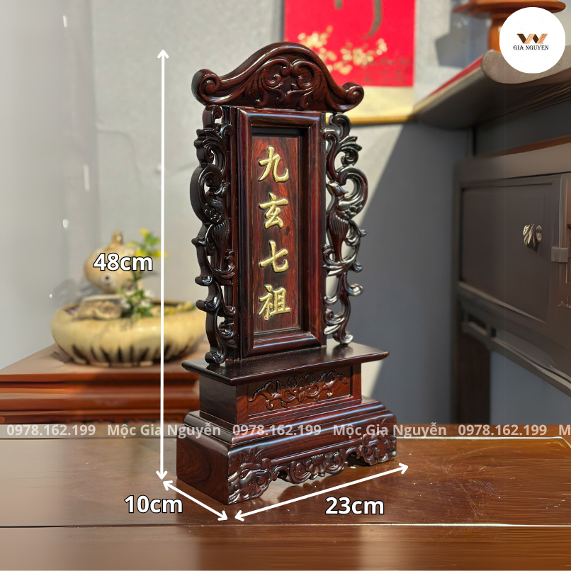 Bài Vị Cửu Huyền Thất Tổ Gỗ Trắc 48cm BV99
