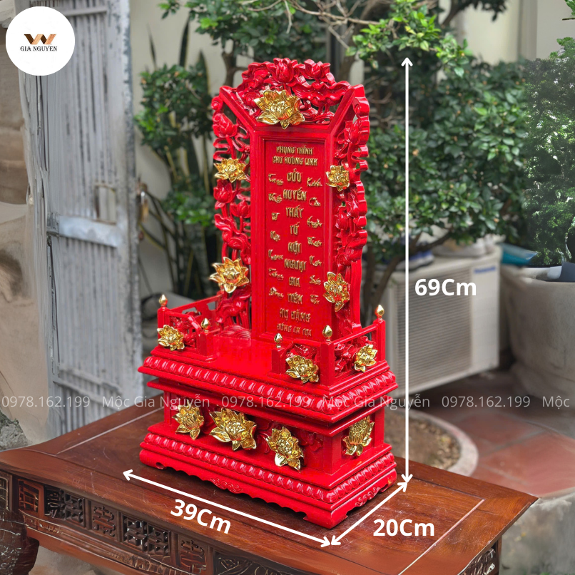 Bài Vị Cửu Huyền Thất Tổ Hoa Sen Sơn Son Dát Vàng BA12