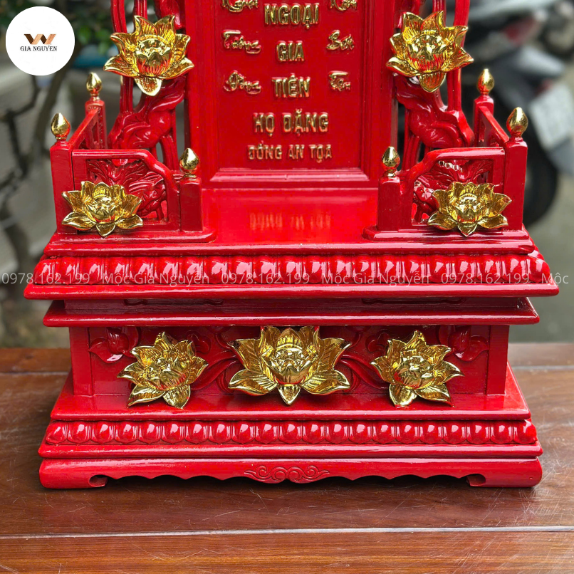 Bài Vị Cửu Huyền Thất Tổ Hoa Sen Sơn Son Dát Vàng BA12