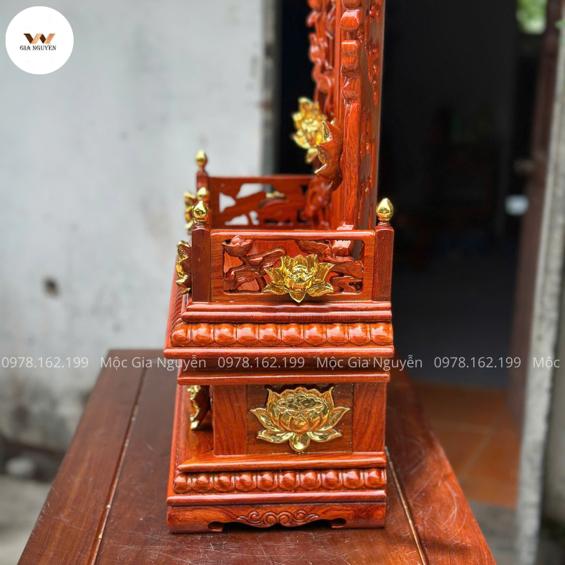 Cửu Huyền Thất Tổ Hoa Sen Gỗ Hương Dát Vàng BA11 - Ảnh 8
